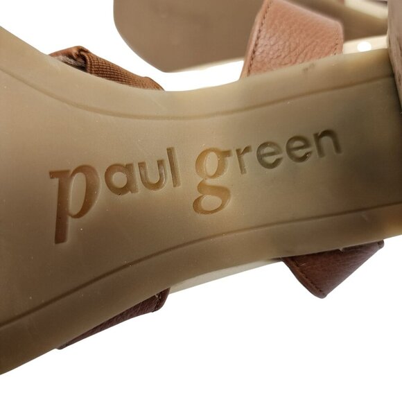 Paul Green Womens Brown Leather Cork Heel Sandals Size UK 7 US 9 - Picture 7 of 12